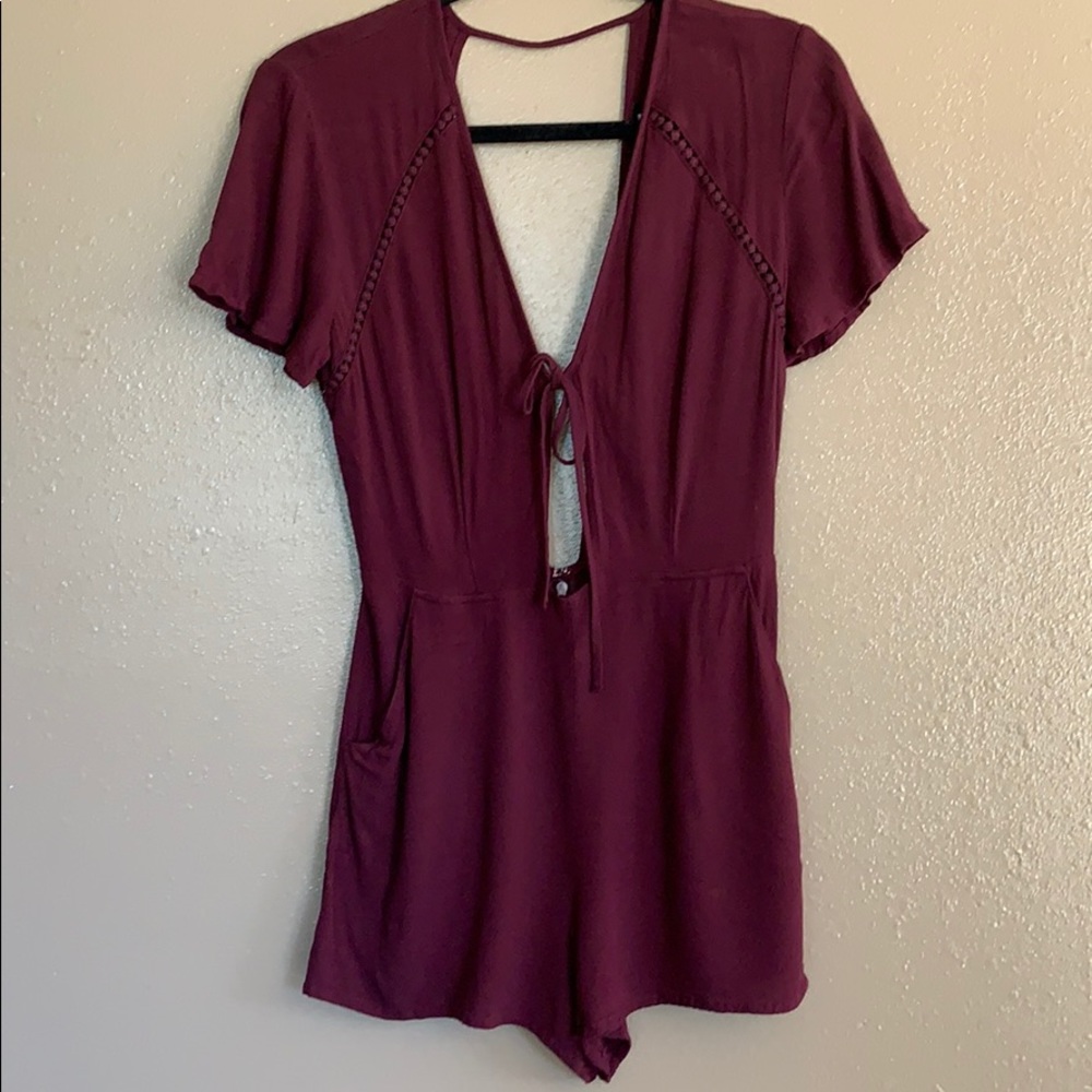 Burgundy Romper - backless